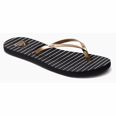 Reef Bliss-full Flip Flops in Black/White Stripes