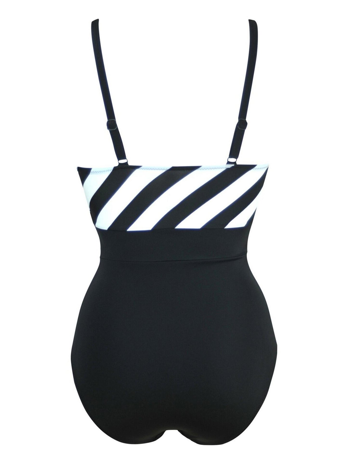 High Line V Neck Control Swimsuit - Black/White