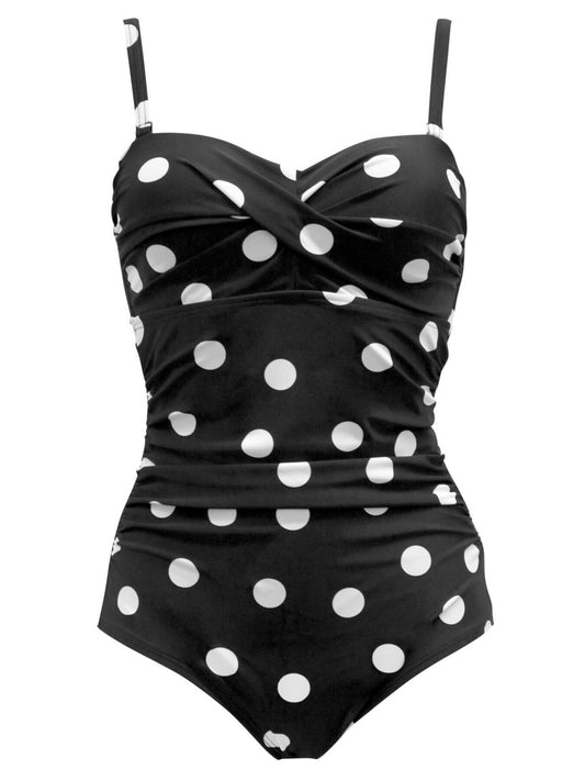Pour Moi Santa Monica Strapless Tummy Control Swimsuit - Black / white