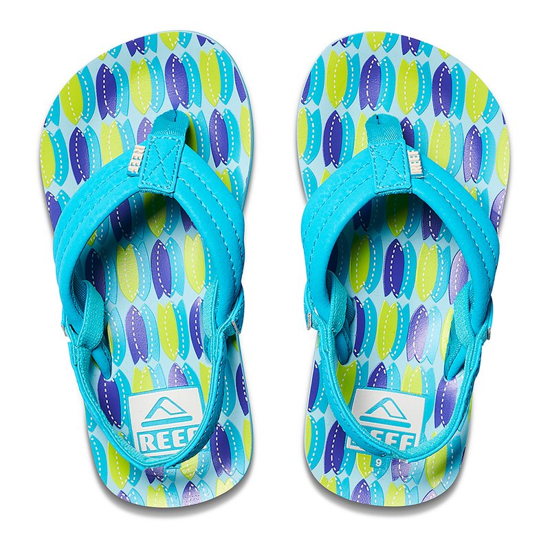 Reef Little Ahi Flip Flops in Blue Fish