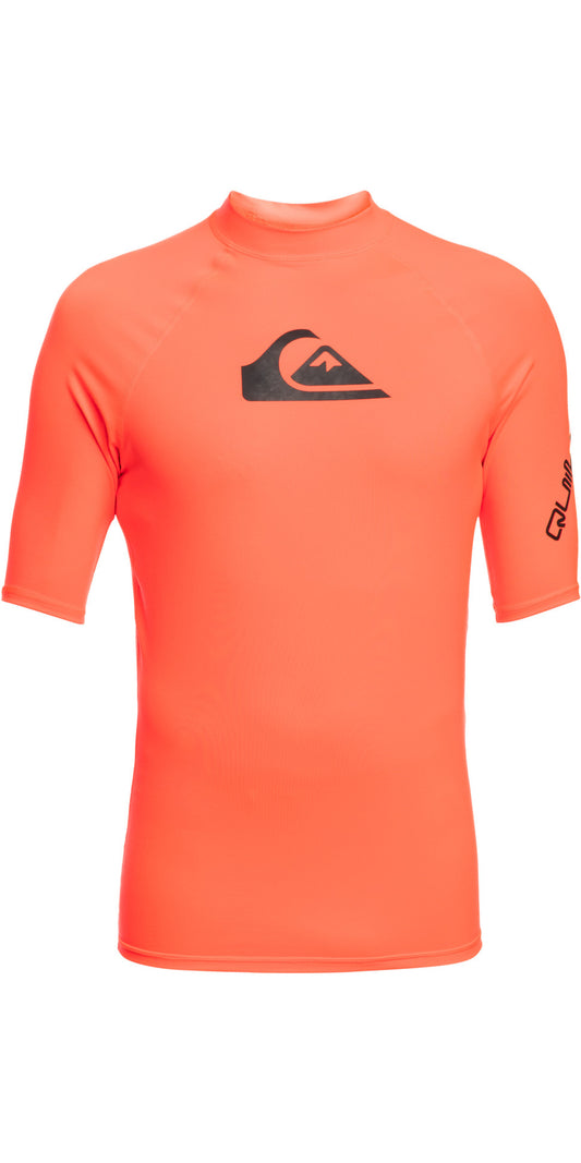 Quiksilver All Time Short Sleeved Rash Vest in Coral