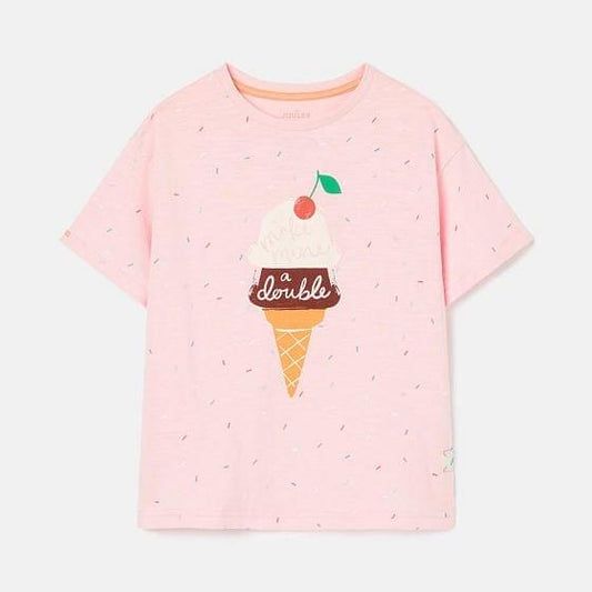 Joules Fun Days T-shirt in Ice Cream Pink