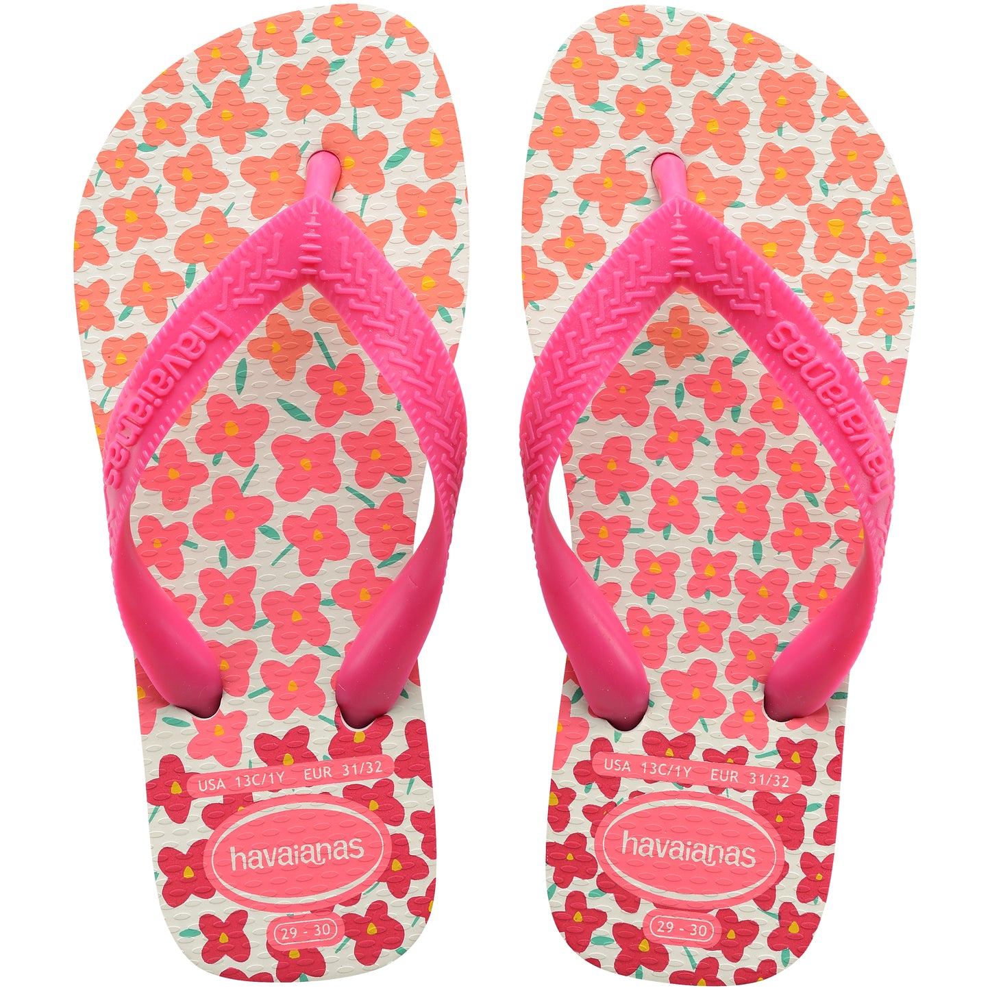 Havaianas Kids Flores in White/Pink Flux