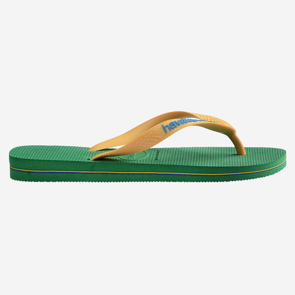 Havaianas Brasil Logo Flip Flops in Green/Yellow