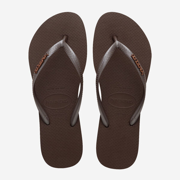 Havaianas Slim Logo Metallic in Brown