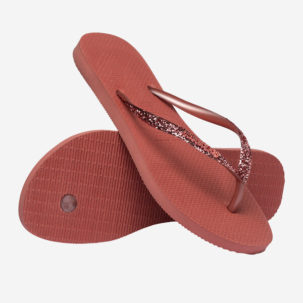 Havaianas Slim Glitter Flip Flops in Canyon Clay