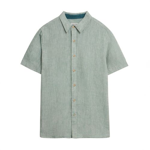 White Stuff Pembroke Short sleeved Linen Shirt in Mint Green