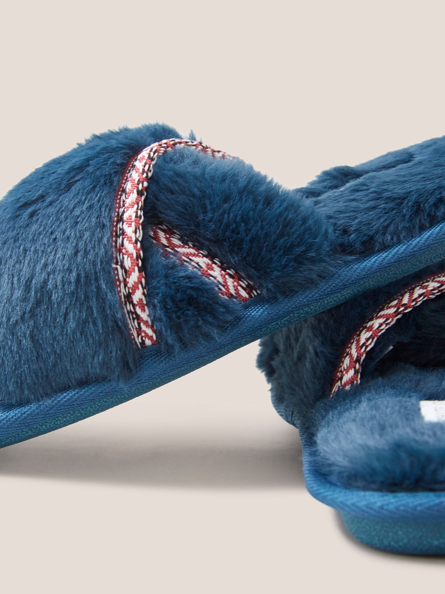 White Stuff Faux Fur Mule Slipper in Mid Teal