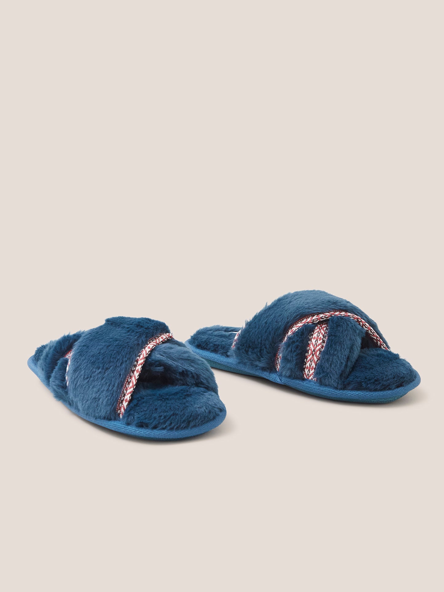 White Stuff Faux Fur Mule Slipper in Mid Teal