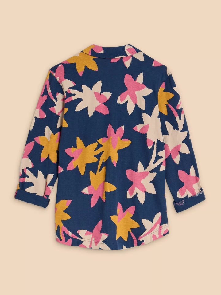 White Stuff Annie Jersey Print Shirt in Navy Print