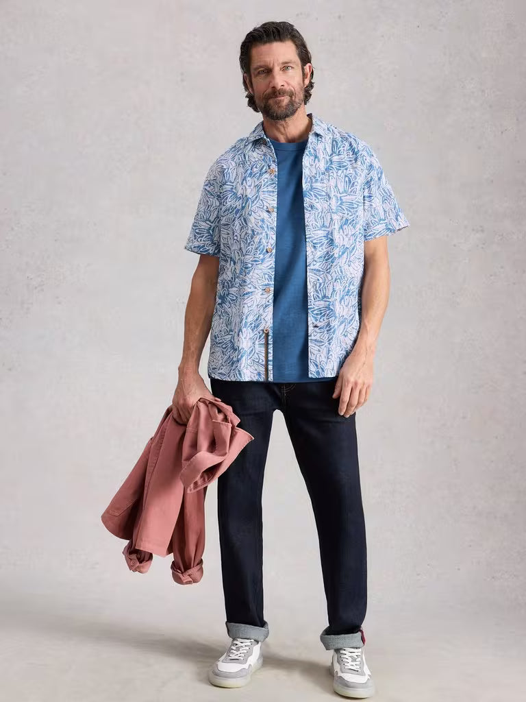 White Stuff Hayle Leaf Print Shirt in White Print