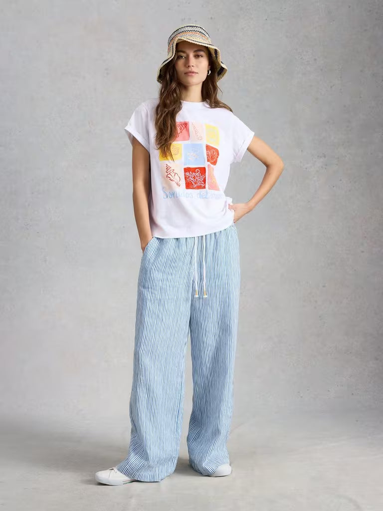 White Stuff Gina Graphics Tee in Ivory Print
