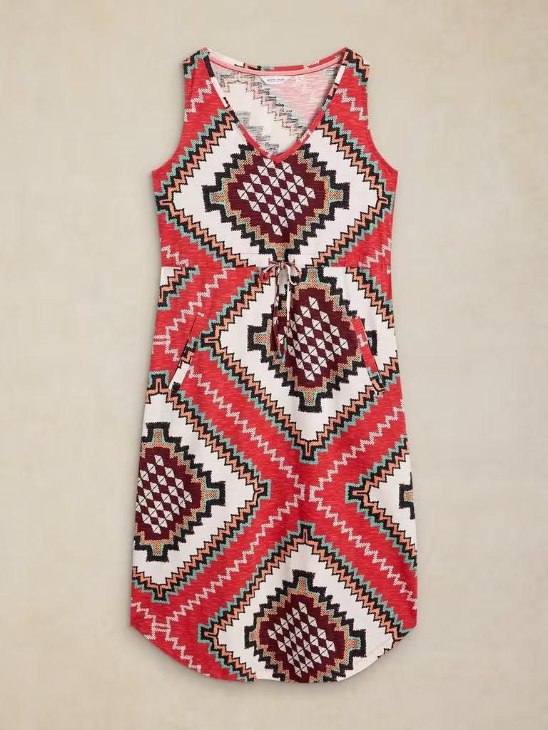 White Stuff Heidi Jersey Dress in Red Print