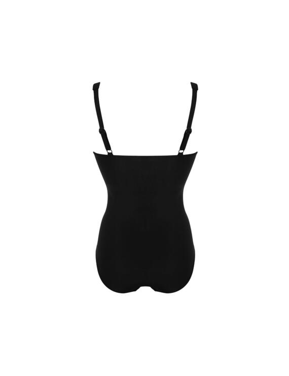Pour Moi Santa Barbara Ruched Tummy Control Swimsuit in Black