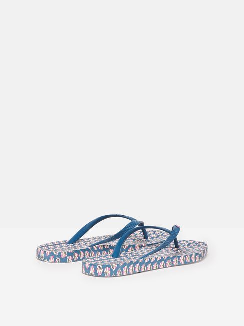 Joules Sunvale Printed Flip Flops in Blue