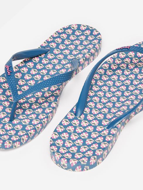 Joules Sunvale Printed Flip Flops in Blue