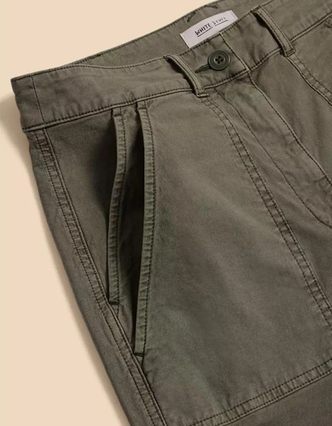 White Stuff Twisted Chino Trousers in Khaki Green