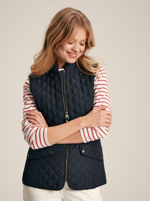 Joules Minx Showerproof Diamond Quilted Gilet in Navy