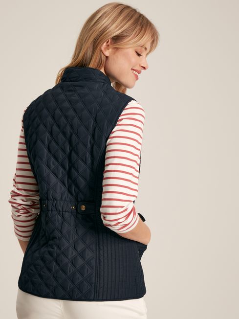 Joules Minx Showerproof Diamond Quilted Gilet in Navy