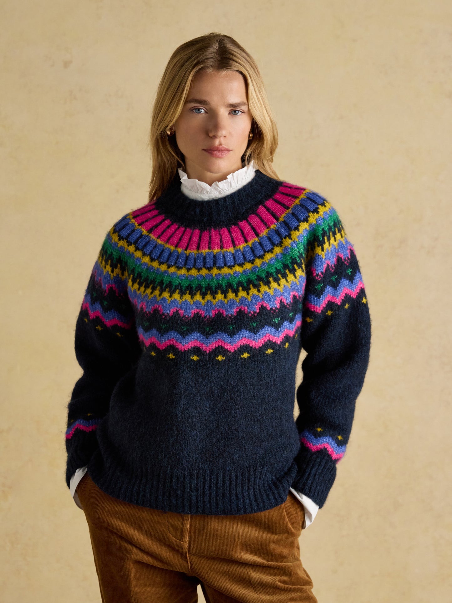 Joules Charlie Navy Fair Isle Knitted Jumper