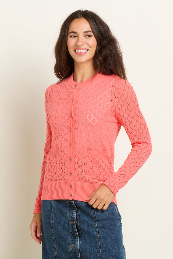 Brakeburn Diamond Pointelle Knitted Cardigan