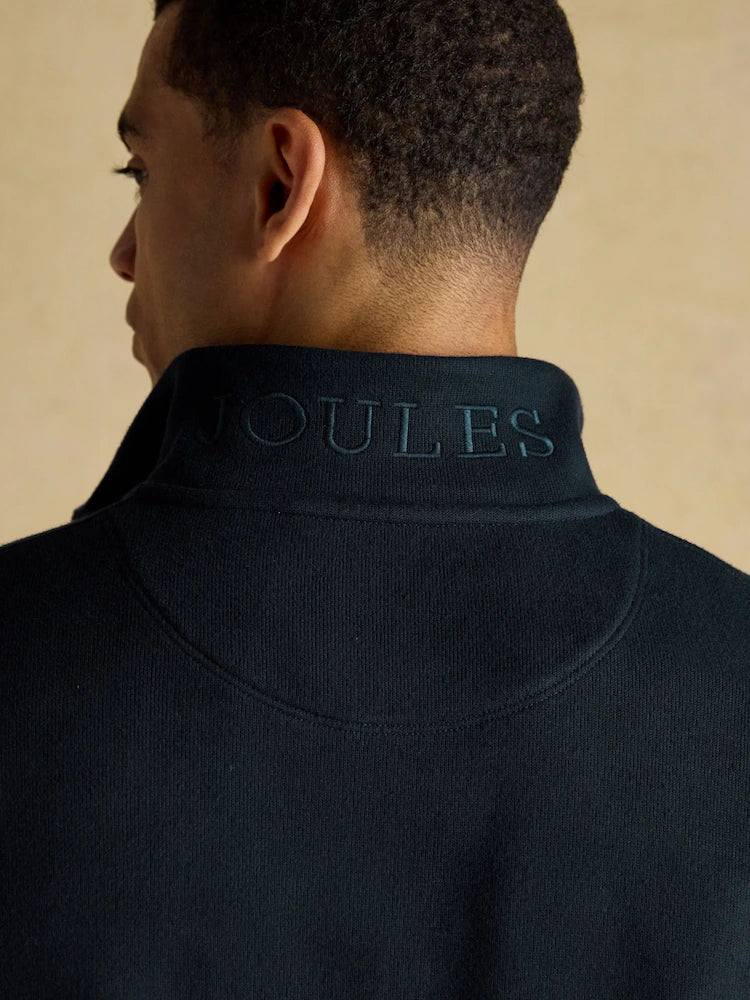 Joules Alistair Navy French Ribbed Knit Quarter Zip Sweatshirt