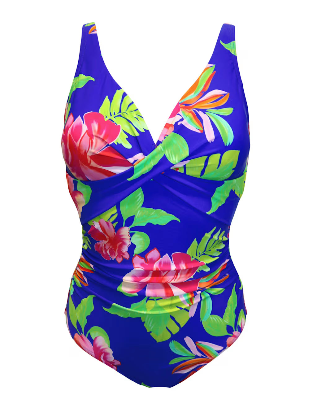 Pour Moi Free Spirit Twist Front Swimsuit in Ultramarine/Pink