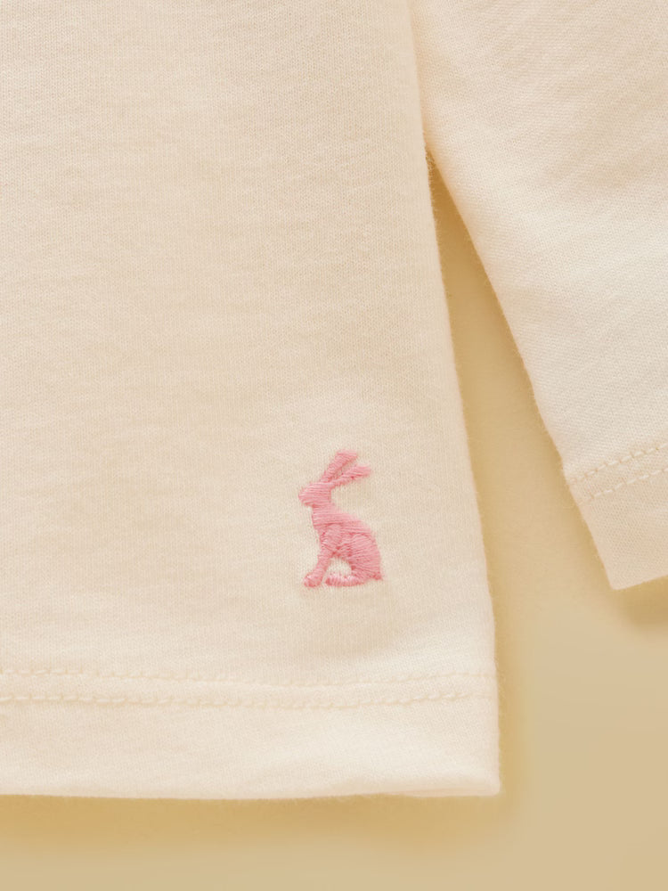 Joules Ava Girls Cream Applique Long Sleeve Tee