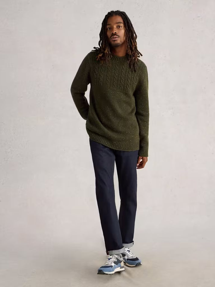 White Stuff Berkley Crew Neck in Dark Green