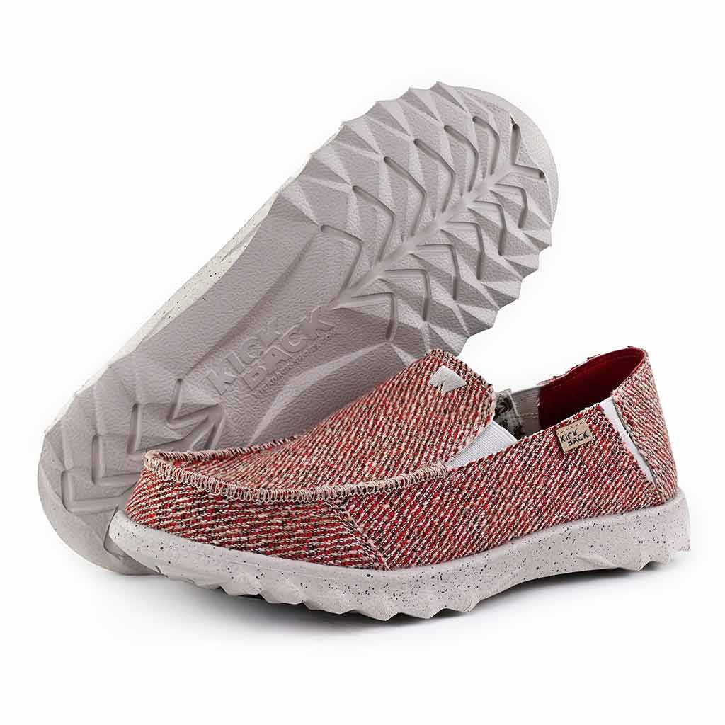 Kick Back Couch Classic Woven Canvas Oat Red