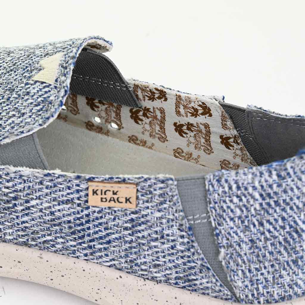 Kick Back Couch Classic Woven Canvas Blue Grey