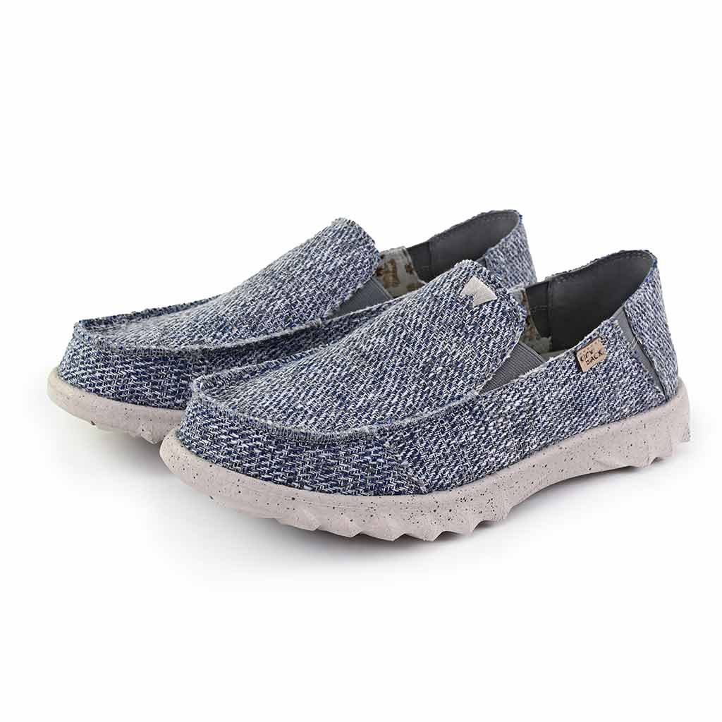 Kick Back Couch Classic Woven Canvas Blue Grey