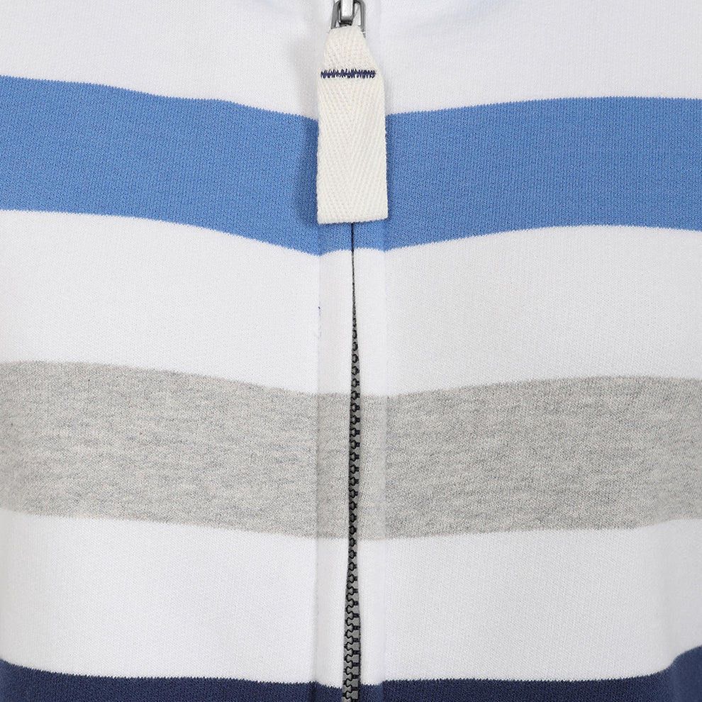 Lazy Jacks Striped Full Zip Sweatshirt in Blues