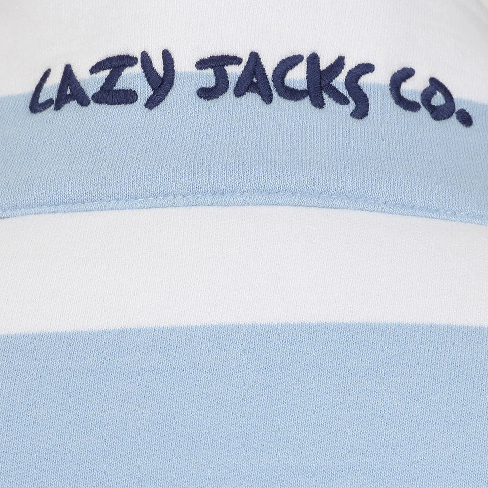 Lazy Jacks Striped Full Zip Sweatshirt in Blues