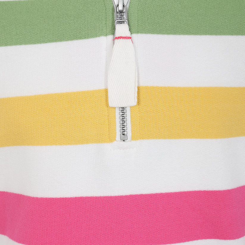 Lazy Jacks Girls Striped 1/4 Zip Sweatshirt in Brights