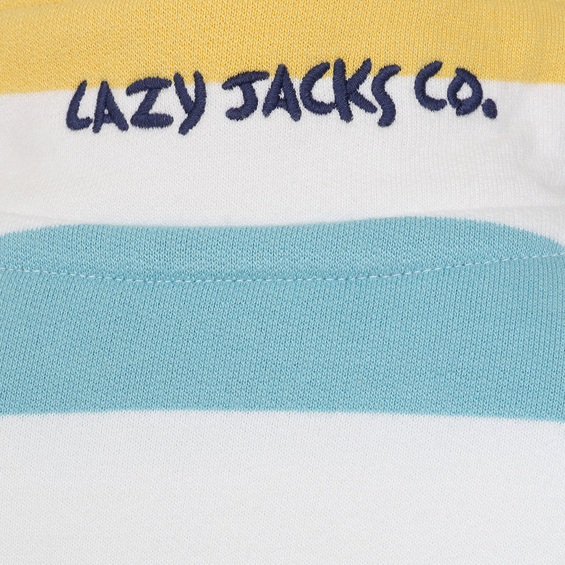 Lazy Jacks Girls Striped 1/4 Zip Sweatshirt in Brights