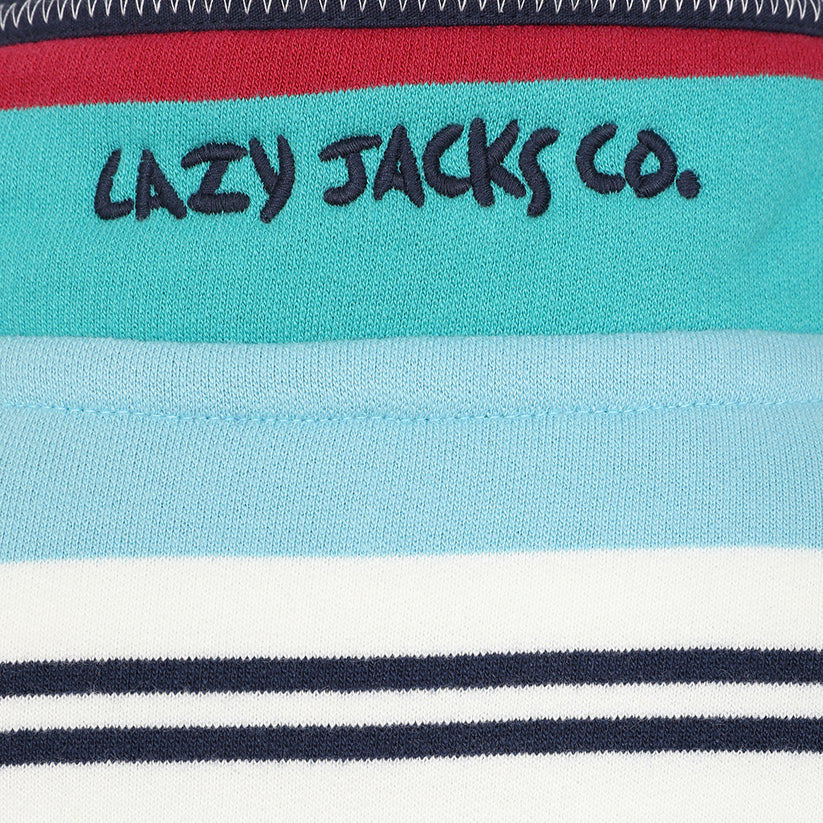 Lazy Jacks Boys Stripes 1/4 Zip Sweatshirt in Aquarius