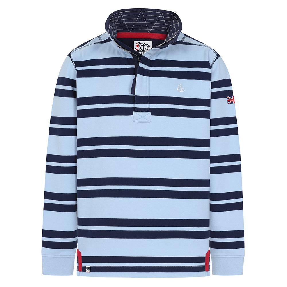 Lazy Jacks 1/4 Zip Stripe Sweatshirt LJ39 in Sky