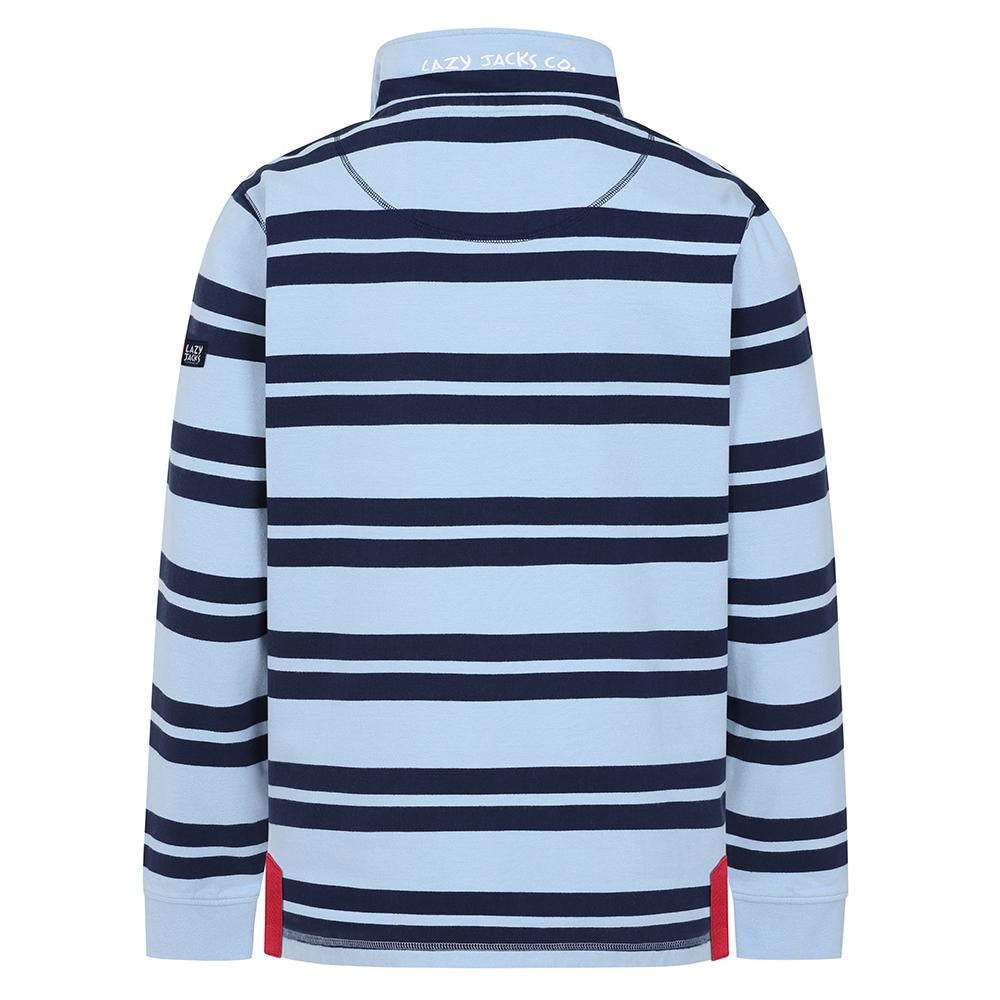 Lazy Jacks 1/4 Zip Stripe Sweatshirt LJ39 in Sky