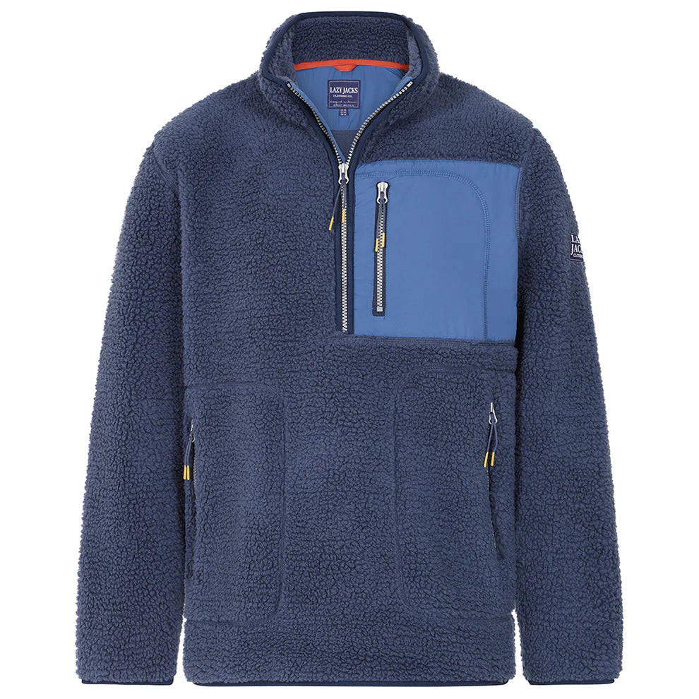 Lazy Jacks Men's Half Zip Sherpa Fleece - Marine