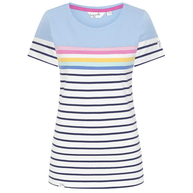 Lazy Jacks Ladies Short Sleeve Breton Top - Sky