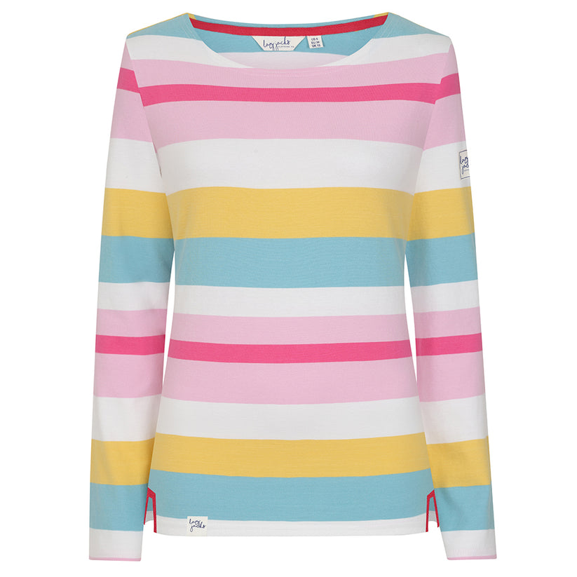 Lazy Jacks Long Sleeve Breton Top in Brights