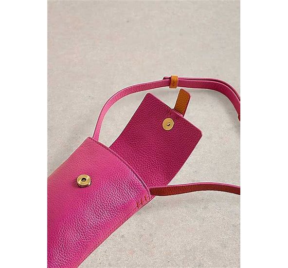 White Stuff Clara Buckle Leather Phone Bag in Pink Multi
