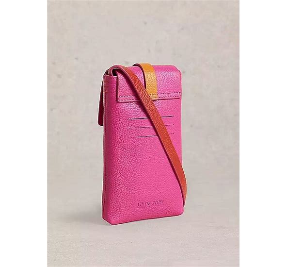 White Stuff Clara Buckle Leather Phone Bag in Pink Multi