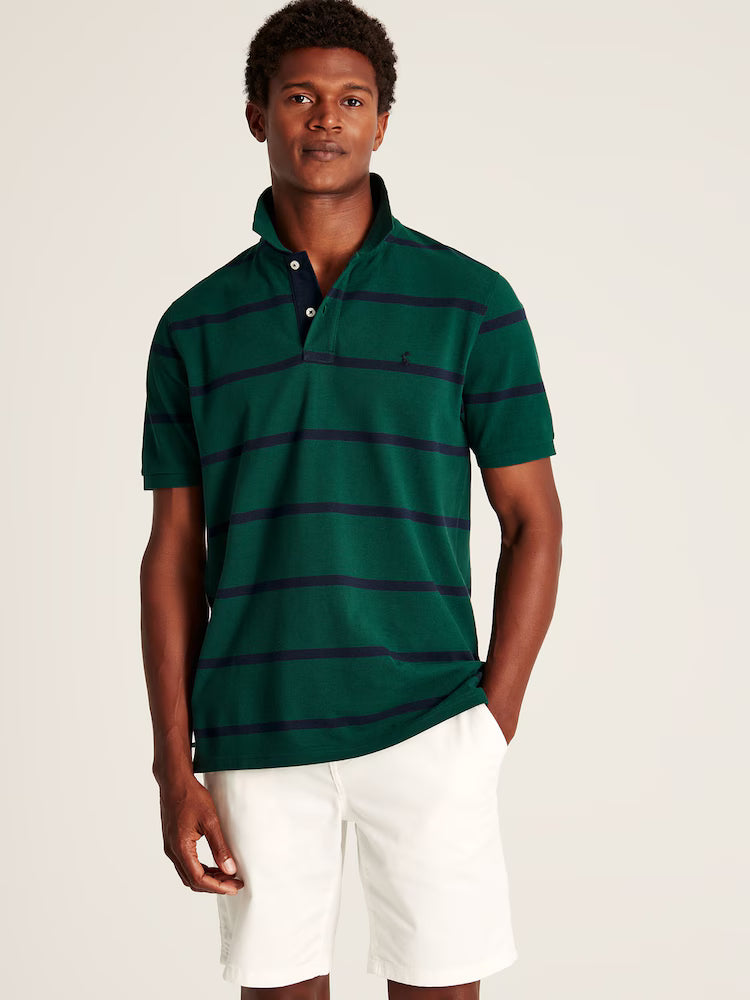 Joules Filbert Classic Fit Striped Polo in Green Stripe