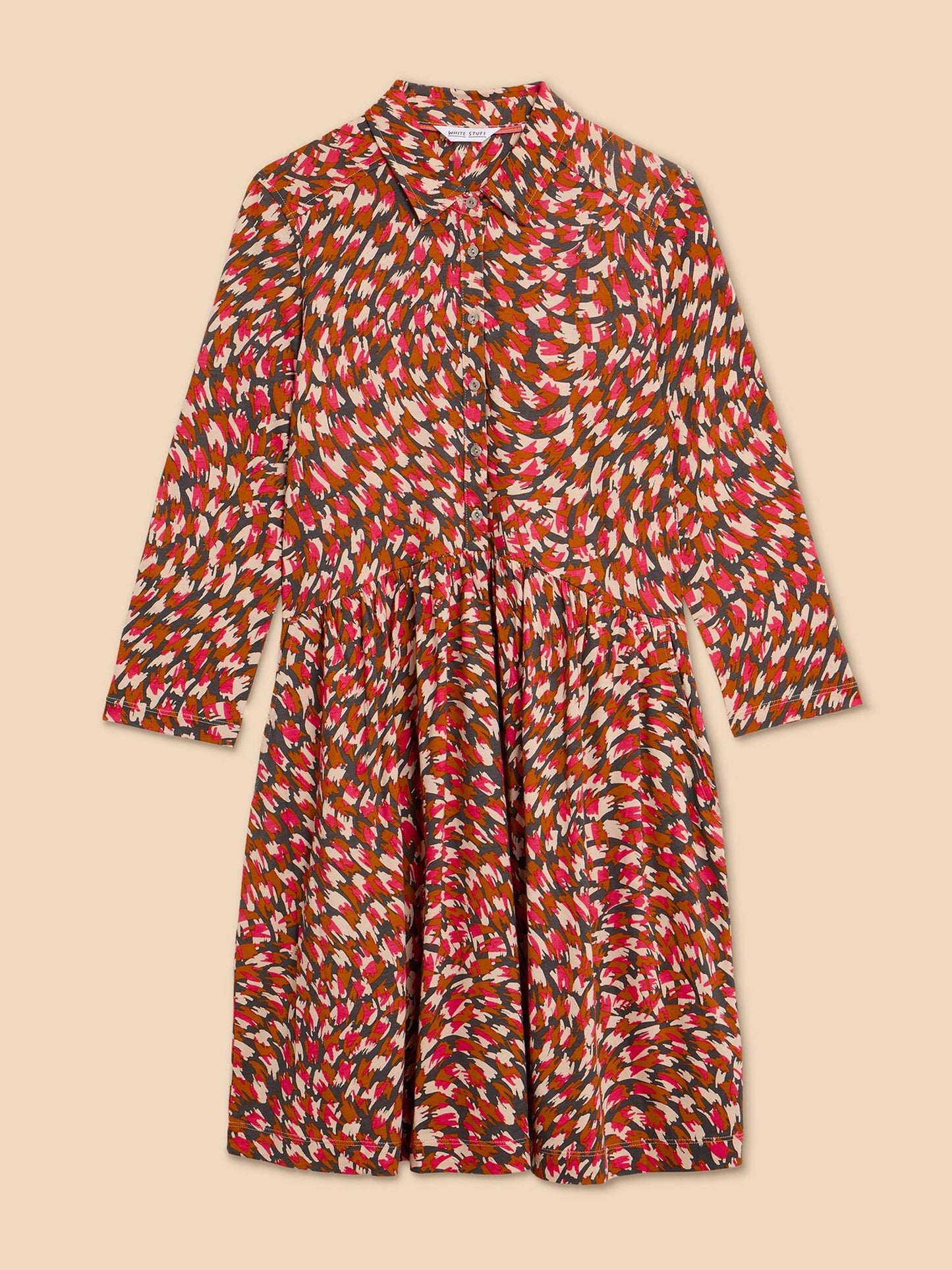 White Stuff Everly Shirt Dress in Pink Print