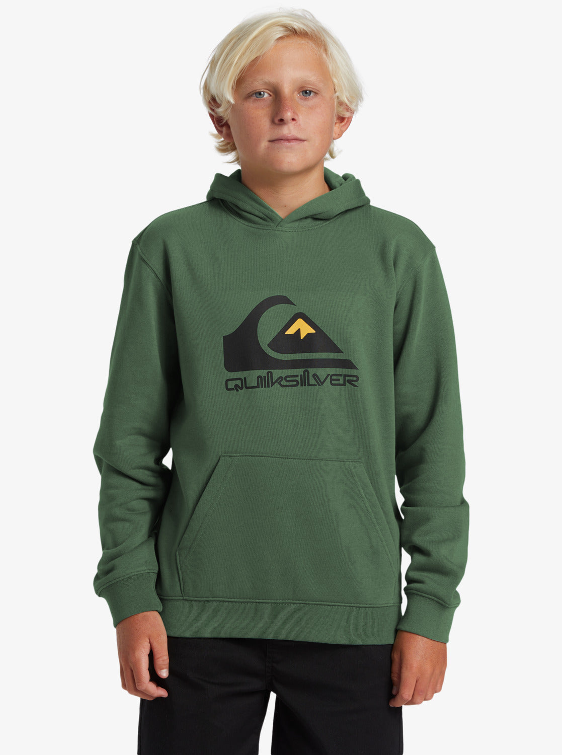 Quiksilver Big Logo Boys Pullover Hoodie in Frosty Spruce