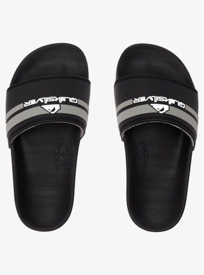 Quiksilver Rivi Slide Boys Sliders in Black/Grey/Black