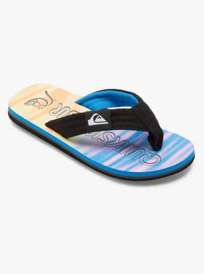 Quiksilver Molokai Layback Boys Flip Flops in Black/Blue/Pink