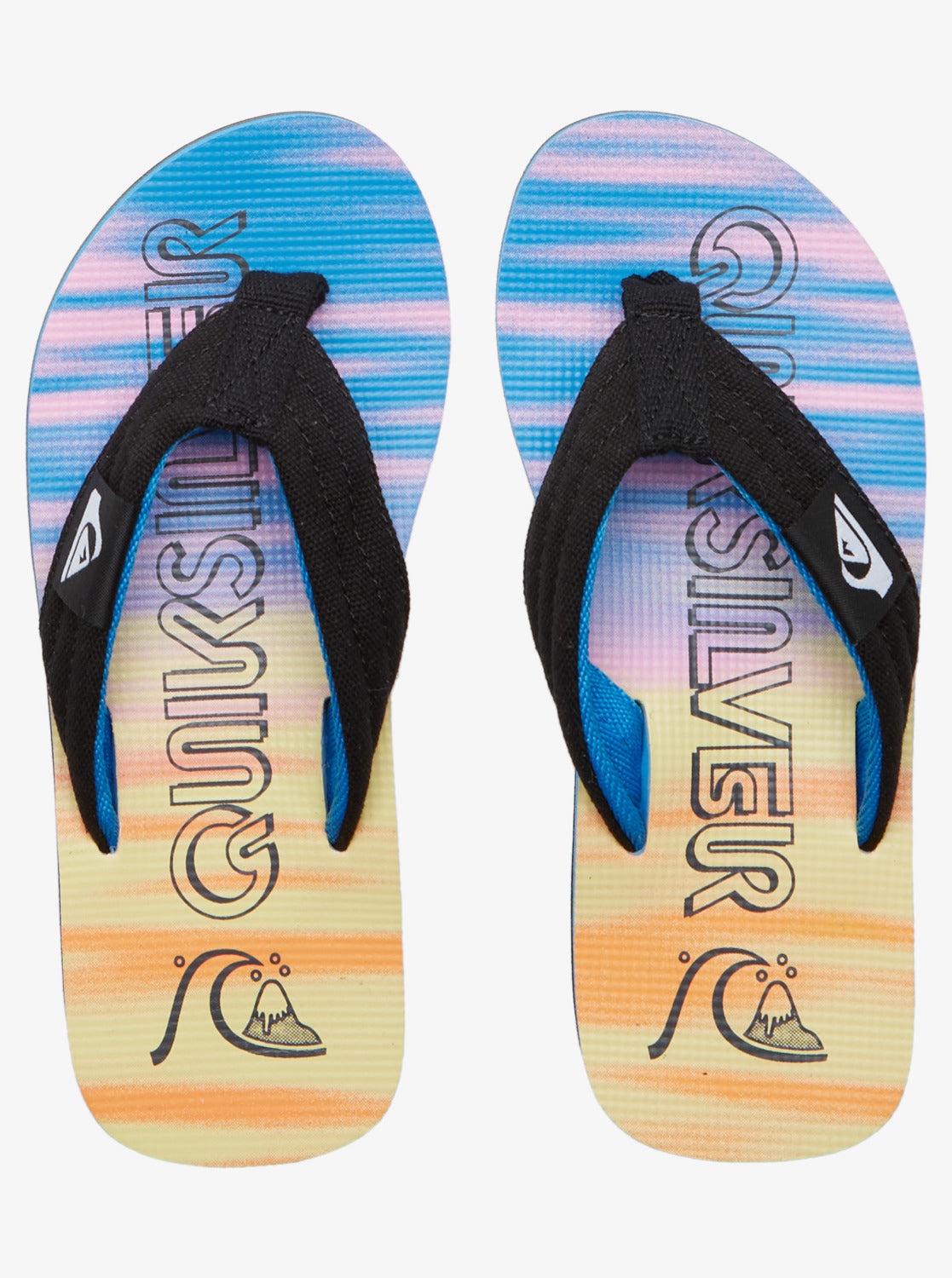 Quiksilver Molokai Layback Boys Flip Flops in Black/Blue/Pink